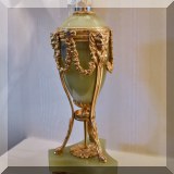 D02. One of a pair of antique onyx and ormulu cassolet urns. 9.5”h 